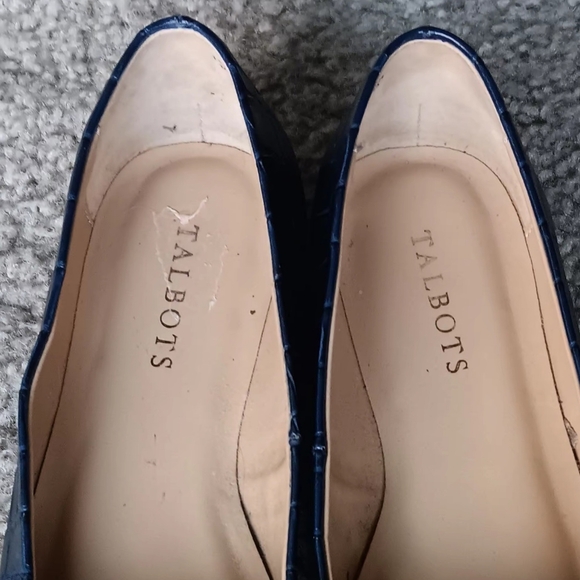 TALBOTS Blue FLATS LEATHER CROC EMBOSSED WITH BOW SIZE 8 WOMENS - Picture 8 of 8